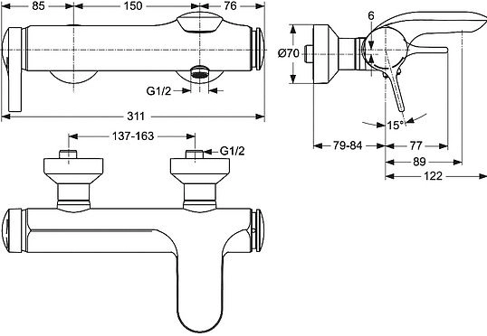 Baterie cada Ideal Standard Melange A4271AA — 5