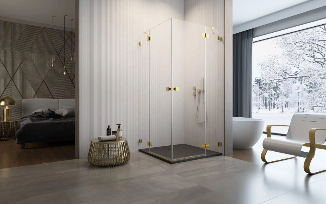 Cabina dus Radaway Essenza Pro Gold KDD 90x90 h=200 — 2