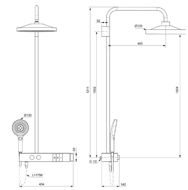 Coloana duș termostatată Ideal Standard Solos A7883XG