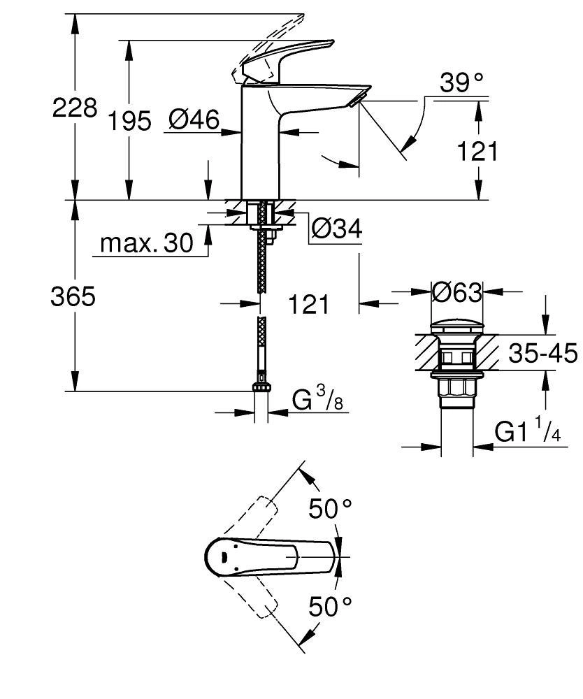Baterie lavoar Grohe Eurosmart OHM M 23923003