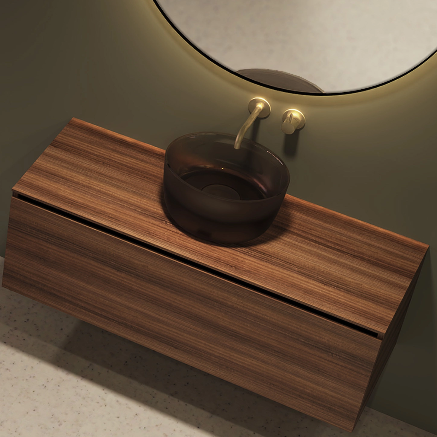 Lavoar pe blat SOLID SURFACE OVAL Frosted Umber — 2