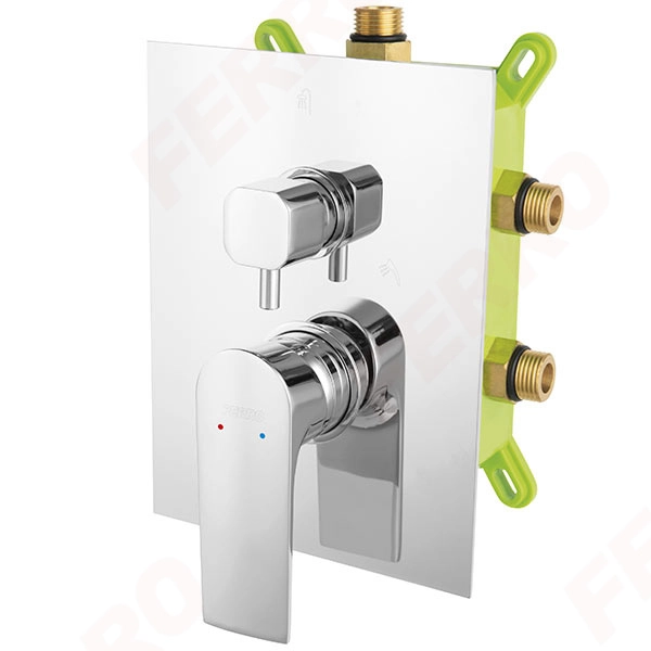 Baterie duș încastrată 3 cai (+ set instalare) Ferro SQUARE BAQ7P3BOX