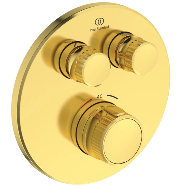 Baterie duș încastrată termostatată 2 cai Ideal Standard Ceratherm Navigo Brushed Gold A7296A2