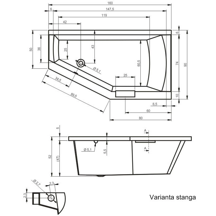 Ванна акриловая Riho Geta 160x90 ЛЕВ B030001005 — 4