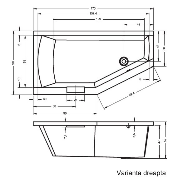 Cada acril Riho Geta 170x90 DR B031001005 — 4