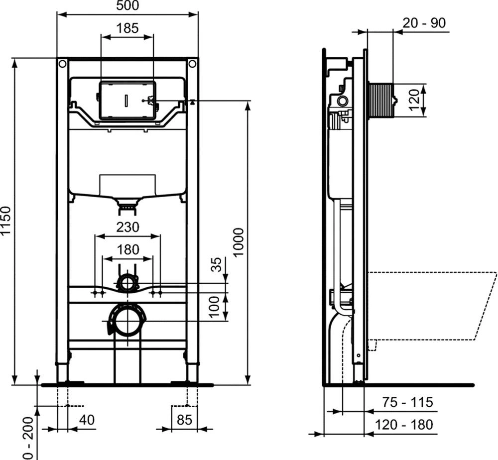 Инсталляция для подвесного унитаза Ideal Standard PROSYS 120 M (R020467) — 3