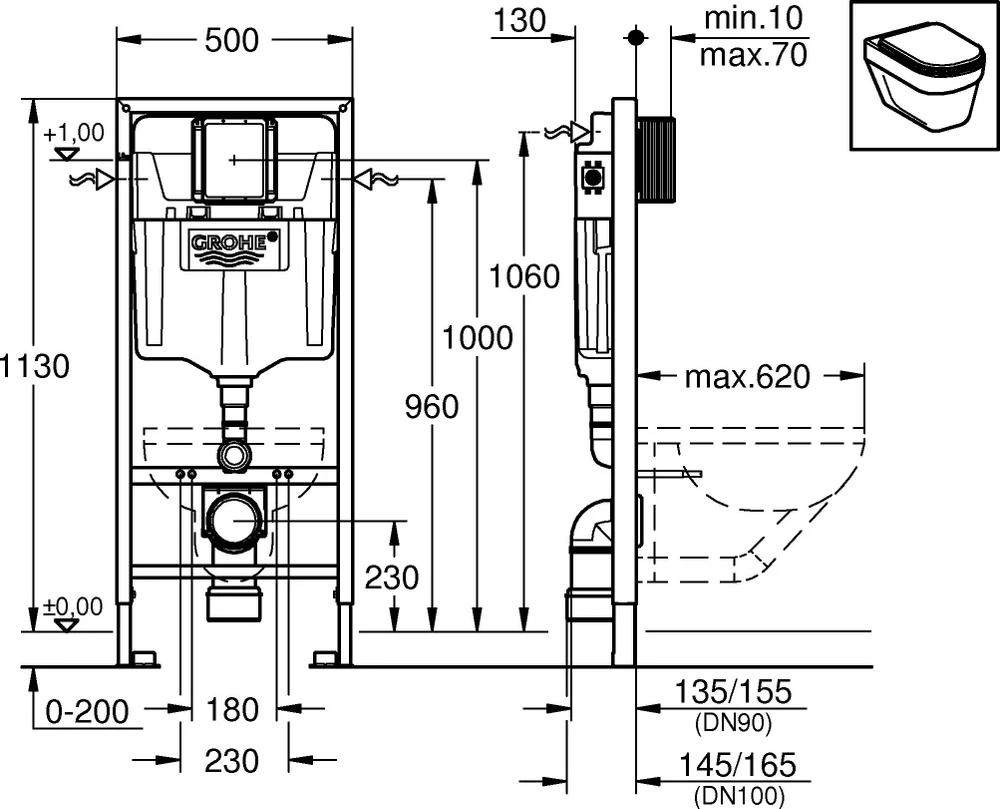 Инсталляция для подвесного унитаза Grohe (38528001) RapidSL — 4