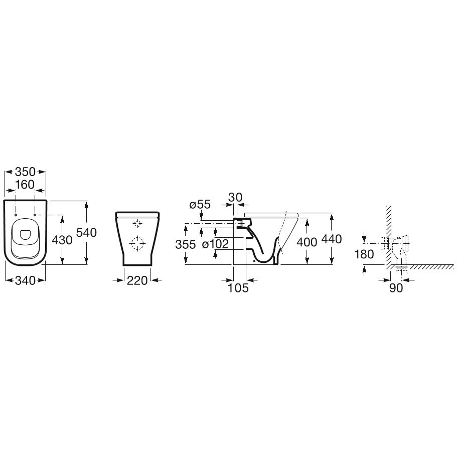 Vas WC monobloc Roca The Gap BTW Rimless A347737000 — 5