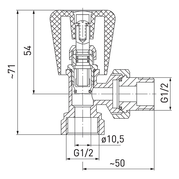 Кран радиаторный угловой подача Ferro 1/2 ZG5Y — 2