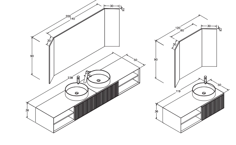 Oglinda ORKA Boxes 200x90 — 2