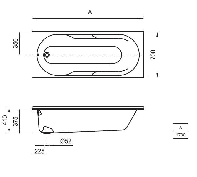 Cada acril Roca Tazia 170x70 A248405000 — 2