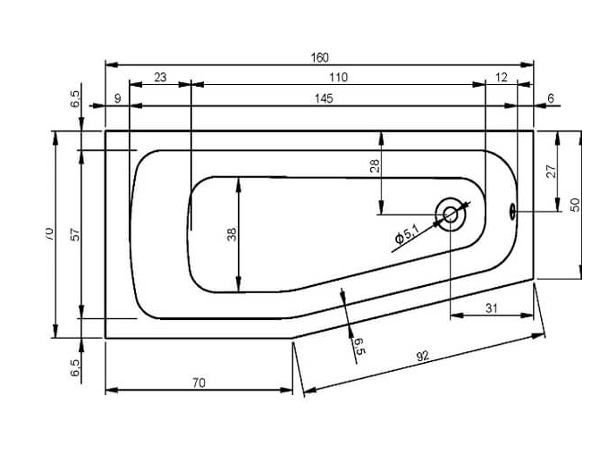Cada acril Riho Dola A 160x70 ST — 2