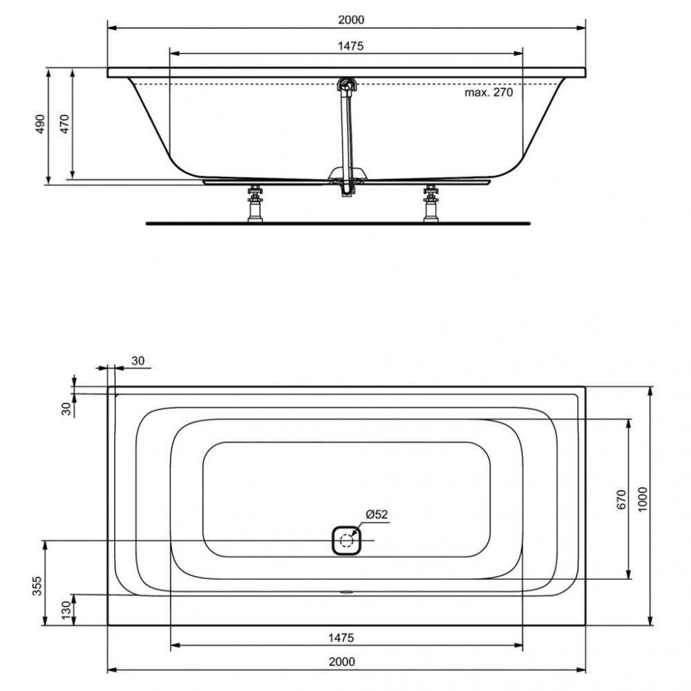 Ванна акриловая Ideal Standard Tonic II Duo 200x100 K746601 — 2