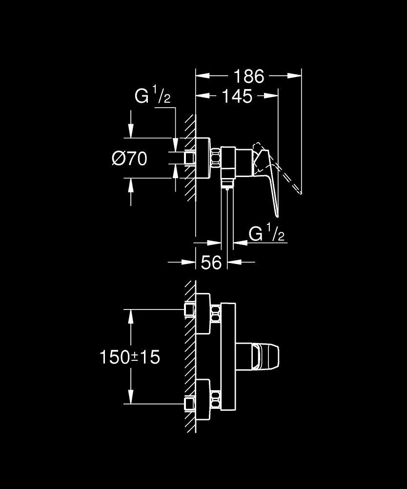 Baterie dus Grohe Cubeo 1018240000