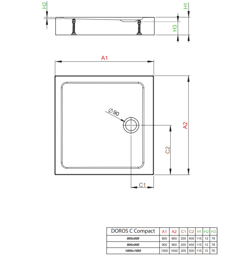 Душевой поддон Radaway Doros C Белый камень 90x90x11.5 (SDRC9090-05-04S) — 3