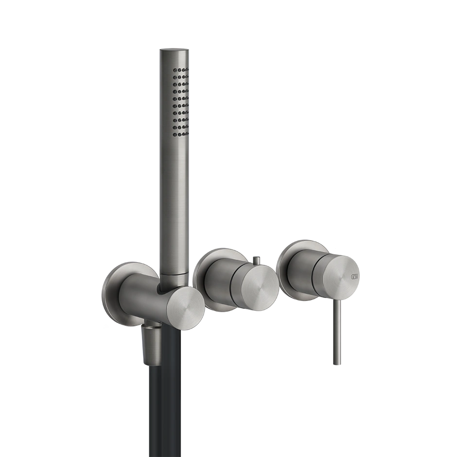 Встраиваемый смеситель для душа 2 выхода Gessi Gessi316 Flessa Steel Brushed + душевой набор