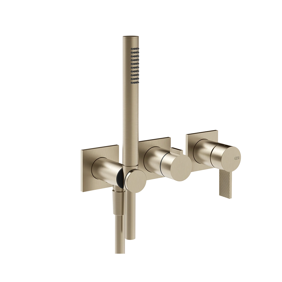 Встраиваемый смеситель для душа 2 выхода Gessi Inverso Diamantato Brushed Nickel + душевой набор