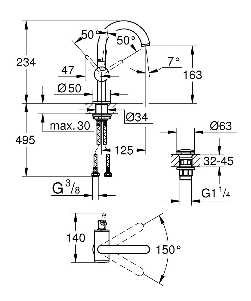 Baterie lavoar Grohe Atrio M CS