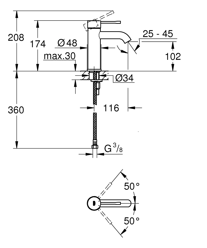Baterie lavoar Grohe Essence S BCS