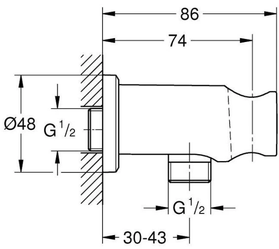 Cot racord de perete cu suport para 1/2 Grohe Rainshower BCS