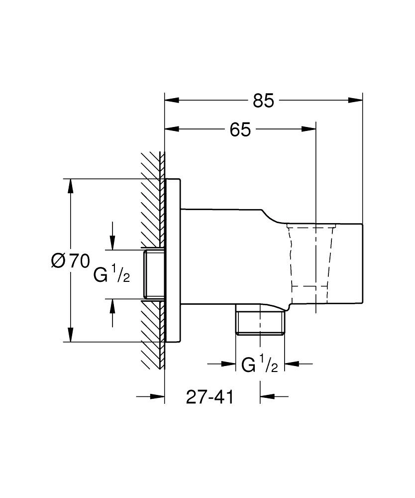 Cot racord de perete cu suport para 1/2 Grohe Tempesta 286282431