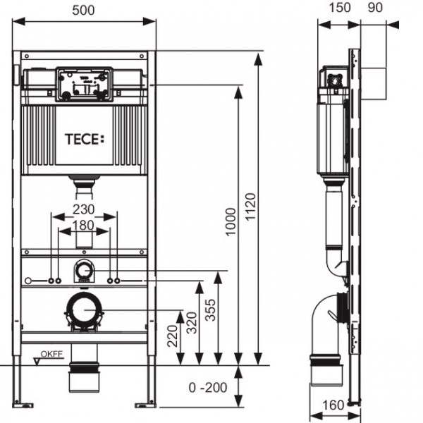 Инсталляция для подвесного унитаза Tece TECEBase 3 in 1 + клавиша — 2